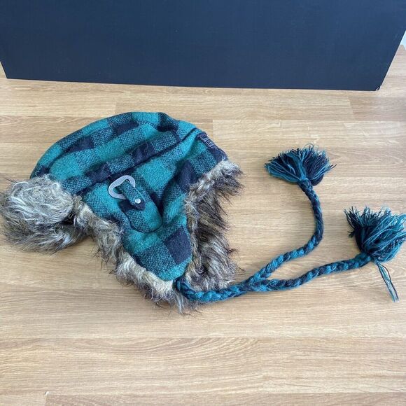 American eagle trapper Mens Green plaid hat FAUX FUR  S/M Bottle Opener - Picture 8 of 8